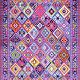 Ultra Soft Area Rug, Non Slip, Stain Resistant, Washable Area Rugs for Living Room, Bedroom, Contemporary Colorful Symmetrical Shapes(Purple)
