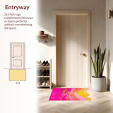 Ultra Soft Area Rug, Non Slip, Stain Resistant, Washable Area Rugs for Living Room, Bedroom, Chic Sunset-Inspired Artistic Flair(Yellow)
