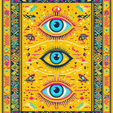 Ultra Soft Area Rug, Non Slip, Stain Resistant, Washable Area Rugs for Living Room, Bedroom, Traditional Mystic Symbolic Rug(Yellow)