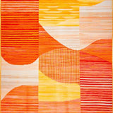 Ultra Soft Area Rug, Non Slip, Stain Resistant, Washable Area Rugs for Living Room, Bedroom, Artistic Flowing Curve Composition(Orange)