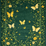 Ultra Soft Area Rug, Non Slip, Stain Resistant, Washable Area Rugs for Living Room, Bedroom, Artistic Dark Green Nature Print(Green)
