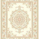 Ultra Soft Area Rug, Non Slip, Stain Resistant, Washable Area Rugs for Living Room, Bedroom, Elegant Beige Round with Ornate Lace Inspired Floral Motifs(Beige)
