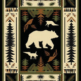 Ultra Soft Area Rug, Non Slip, Stain Resistant, Washable Area Rugs for Living Room, Bedroom, Vintage Forest Animal Silhouette(Black)