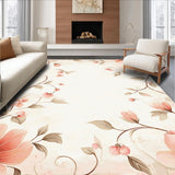 Ultra Soft Area Rug, Non Slip, Stain Resistant, Washable Area Rugs for Living Room, Bedroom, Chic Garden Inspire Showcasing Abstract Florals and Subtle Vine(Beige)