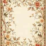 Botanical Scrollwork Transitional Floor Cover with Floral Accents(Beige)