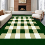 Ultra Soft Area Rug, Non Slip, Stain Resistant, Washable Area Rugs for Living Room, Bedroom, Sleek Minimalist Grid Formation(Green)