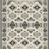 Ultra Soft Area Rug, Non Slip, Stain Resistant, Washable Area Rugs for Living Room, Bedroom, Vintage Inspired Round Area With Layered Geometric Tribal(Gray)