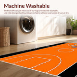 Ultra Soft Area Rug, Non Slip, Stain Resistant, Washable Area Rugs for Living Room, Bedroom, Playful Round Basketball Inspired(Orange)