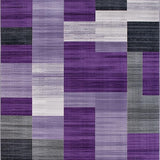 Ultra Soft Area Rug, Non Slip, Stain Resistant, Washable Area Rugs for Living Room, Bedroom, Stylish Monochrome Abstract Elements(Purple)