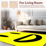 Ultra Soft Area Rug, Non Slip, Stain Resistant, Washable Area Rugs for Living Room, Bedroom, Funky Psychedelic Cheerful Motif(Yellow)