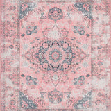 Ultra Soft Area Rug, Non Slip, Stain Resistant, Washable Area Rugs for Living Room, Bedroom, Elegant Retro Floral Medallion(Pink)