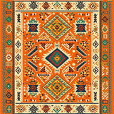 Ultra Soft Area Rug, Non Slip, Stain Resistant, Washable Area Rugs for Living Room, Bedroom, Eclectic Multi-Hued Geometric Art(Orange)