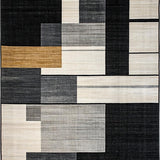 Ultra Soft Area Rug, Non Slip, Stain Resistant, Washable Area Rugs for Living Room, Bedroom, Abstract Earth Tone Geometric Art(Black)