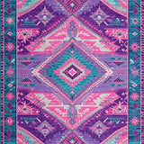 Ultra Soft Area Rug, Non Slip, Stain Resistant, Washable Area Rugs for Living Room, Bedroom, Eclectic Aztec Colorful Motif(Purple)