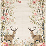 Ultra Soft Area Rug, Non Slip, Stain Resistant, Washable Area Rugs for Living Room, Bedroom, Vibrant Botanical Animal Print(Beige)