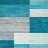 Ultra Soft Area Rug, Non Slip, Stain Resistant, Washable Area Rugs for Living Room, Bedroom, Elegant Modern Geometric Flourish(Blue)