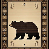 Ultra Soft Area Rug, Non Slip, Stain Resistant, Washable Area Rugs for Living Room, Bedroom, Cozy Cabin Bear Illustration(Beige)