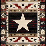 Ultra Soft Area Rug, Non Slip, Stain Resistant, Washable Area Rugs for Living Room, Bedroom, Rustic Americana Star Themed(Red)