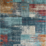 Ultra Soft Area Rug, Non Slip, Stain Resistant, Washable Area Rugs for Living Room, Bedroom, Grunge Chic Patterned Layer(Blue)