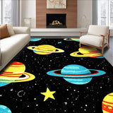 Ultra Soft Area Rug, Non Slip, Stain Resistant, Washable Area Rugs for Living Room, Bedroom, Bright Interstellar Learning Theme(Yellow)