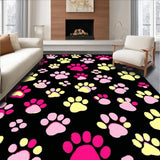 Ultra Soft Area Rug, Non Slip, Stain Resistant, Washable Area Rugs for Living Room, Bedroom, Bright Cheerful Pet Footprint Art(Black)