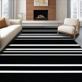 Ultra Soft Area Rug, Non Slip, Stain Resistant, Washable Area Rugs for Living Room, Bedroom, Sophisticated Neutral Striped Layout(Black)