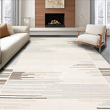 Ultra Soft Area Rug, Non Slip, Stain Resistant, Washable Area Rugs for Living Room, Bedroom, Malilinao Modern High Low Area Cream Beige Gray(Beige)