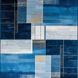 Ultra Soft Area Rug, Non Slip, Stain Resistant, Washable Area Rugs for Living Room, Bedroom, Rustic Coastal Marbled Design Element(Blue)