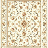 Ultra Soft Area Rug, Non Slip, Stain Resistant, Washable Area Rugs for Living Room, Bedroom, Vintage Inspired Floral Medallion Area – Low Pile(Beige)