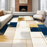 Ultra Soft Area Rug, Non Slip, Stain Resistant, Washable Area Rugs for Living Room, Bedroom, Wearable Art Beige Runner for Bedrooms(Blue)