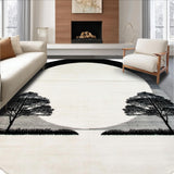 Ultra Soft Area Rug, Non Slip, Stain Resistant, Washable Area Rugs for Living Room, Bedroom, Minimalist Circle Carpet with Tree Design(Gray)