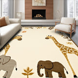 Ultra Soft Area Rug, Non Slip, Stain Resistant, Washable Area Rugs for Living Room, Bedroom, Serene Neutral Tones with Animal Art(Beige)