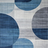 Ultra Soft Area Rug, Non Slip, Stain Resistant, Washable Area Rugs for Living Room, Bedroom, Artistic Subtle Circular Motif(Blue)