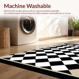 Ultra Soft Area Rug, Non Slip, Stain Resistant, Washable Area Rugs for Living Room, Bedroom, Chic Black Diamond Geometry(Black)