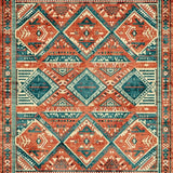 Ultra Soft Area Rug, Non Slip, Stain Resistant, Washable Area Rugs for Living Room, Bedroom, Warm Earthy Tones with Tribal Influence(Red)