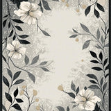 Ultra Soft Area Rug, Non Slip, Stain Resistant, Washable Area Rugs for Living Room, Bedroom, Stylish Abstract Botanical Theme(Gray)