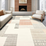 Ultra Soft Area Rug, Non Slip, Stain Resistant, Washable Area Rugs for Living Room, Bedroom, Boho Retro Area with Abstract Beige Checkerboard and Artistic Linework(Gray)