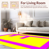 Ultra Soft Area Rug, Non Slip, Stain Resistant, Washable Area Rugs for Living Room, Bedroom, Dynamic 90s Inspired Geometric Fusion(Yellow)