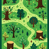 Ultra Soft Area Rug, Non Slip, Stain Resistant, Washable Area Rugs for Living Room, Bedroom, Whimsical Stone Pathway Illustration(Green)