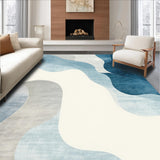 Ultra Soft Area Rug, Non Slip, Stain Resistant, Washable Area Rugs for Living Room, Bedroom, Gradient Abstract with Blue and Gray Swirls(Blue)