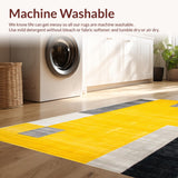 Ultra Soft Area Rug, Non Slip, Stain Resistant, Washable Area Rugs for Living Room, Bedroom, Vibrant Geometric Box Motif(Yellow)