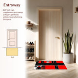 Ultra Soft Area Rug, Non Slip, Stain Resistant, Washable Area Rugs for Living Room, Bedroom, Chic Monochrome Geometric Motif(Red)