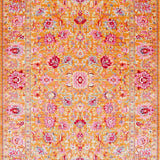 Ultra Soft Area Rug, Non Slip, Stain Resistant, Washable Area Rugs for Living Room, Bedroom, Elegant Soft Pastel Leaf Design(Orange)