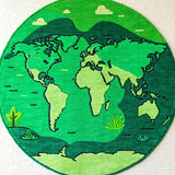 Ultra Soft Area Rug, Non Slip, Stain Resistant, Washable Area Rugs for Living Room, Bedroom, Circular Earth-Themed Rug for Playroom Learning Spaces(Green)