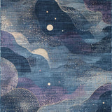 Ultra Soft Area Rug, Non Slip, Stain Resistant, Washable Area Rugs for Living Room, Bedroom, Mystical Dusk Carpet With Smoky Navy and Vintage Mauve Artistic Swirls(Blue)