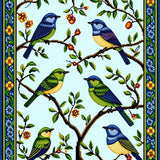 Lively Ornate Bird and Branch Ensemble(Blue)