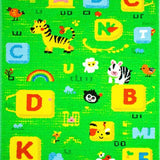 Ultra Soft Area Rug, Non Slip, Stain Resistant, Washable Area Rugs for Living Room, Bedroom, Vibrant Alphabet Animal Theme(Green)