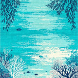 Ultra Soft Area Rug, Non Slip, Stain Resistant, Washable Area Rugs for Living Room, Bedroom, Round Area Rug Coastal Ocean Coral Reef Inspired Design(Blue)