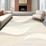 Abstract Wave Motif with Subtle Linework and Minimalist Accents Rug Design(Beige)