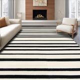 Ultra Soft Area Rug, Non Slip, Stain Resistant, Washable Area Rugs for Living Room, Bedroom, Contemporary Monochrome Stripe Rug with Dynamic Parallel Lines(Black)